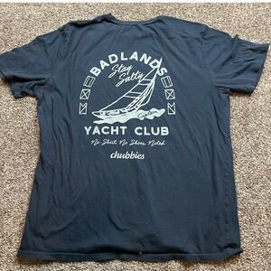Chubbies T Shirt Mens XL Badlands Yacht Club Stay Salty Graphic Navy Blue Cotton